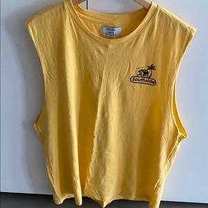 Bershka South Side Sleeveless Tee Shirt - Yellow